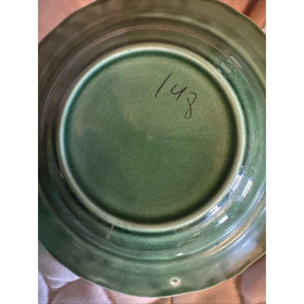 vintage green covered butter dish from the‎ Mount Clemens Pottery Company